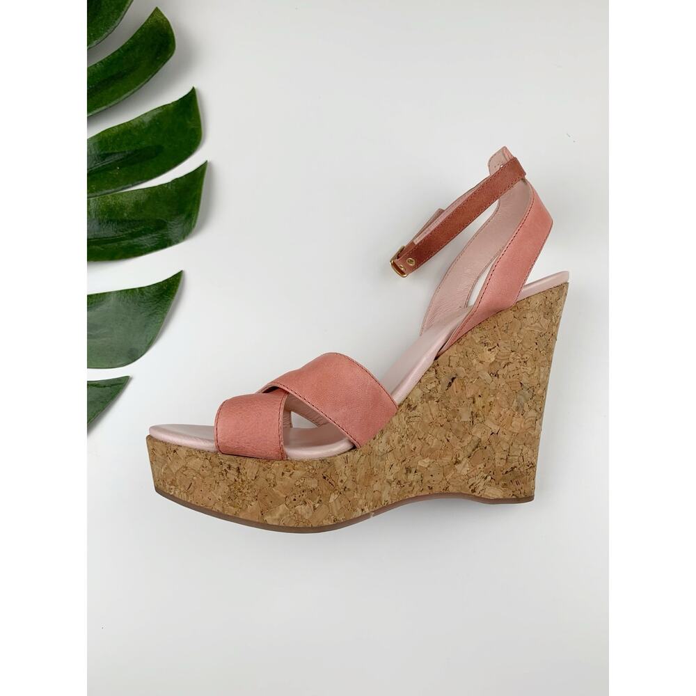 Red Valentino Wedge Platform Sandals Pink Leather High Heel Women's 40 US 10 - Picture 6 of 12